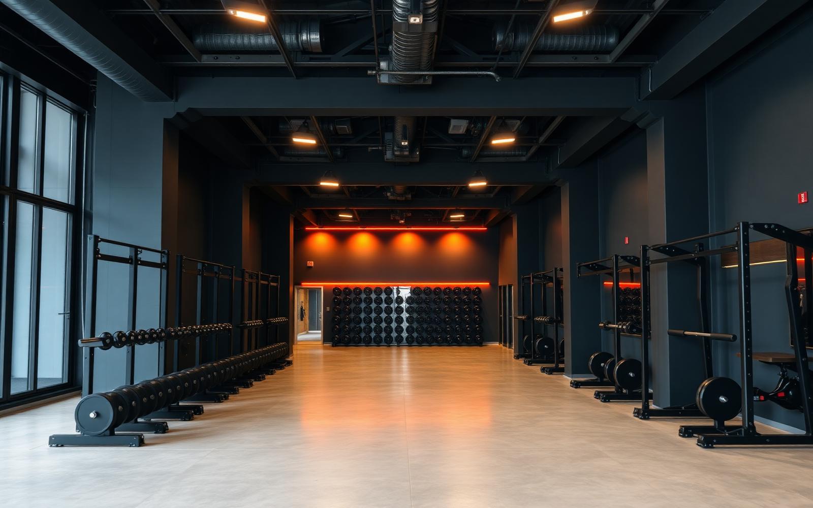 Interior of Forge Fitness premium gym in Cape Town with industrial finish